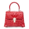 Ladies Crocodile Shoulder Bag Top Handle Handbag-Red