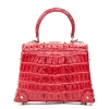 Ladies Crocodile Shoulder Bag Top Handle Handbag-Red-Back