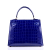 Ladies Designer Alligator Top Handle Satchel Handbags Shoulder Bags-Blue-Back