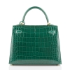 Ladies Designer Alligator Top Handle Satchel Handbags Shoulder Bags-Green-Back