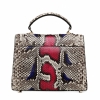 Python Skin Handbag for Women Top Handle Bag Ladies Shoulder Purse Bag-Red-Back