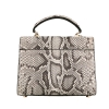 Python Skin Handbag for Women Top Handle Bag Ladies Shoulder Purse Bag-White-Back