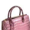 Designer Alligator Leather Top Handle Satchel Tote Bag-Top