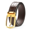 Formal Alligator Adjustable Dress Belt-Brown