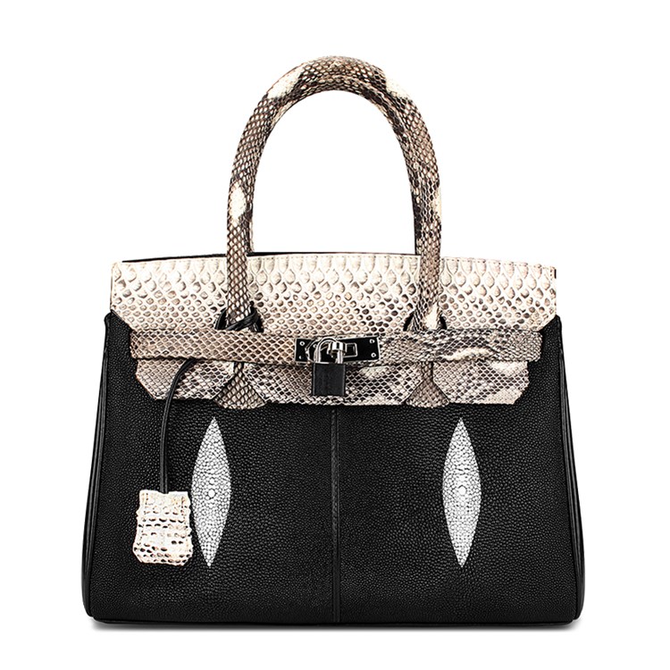 Stylish Stingray Leather Handbag Padlock Bag for Women
