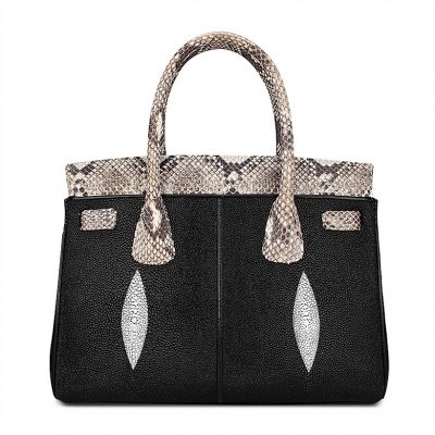 Stylish Stingray Leather Handbag Padlock Bag for Women