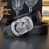 Mens Alligator Belt with Natural Zircons and Kylin Pattern Pin Buckle-1