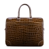 Mens Alligator Briefcase Laptop Bag Messenger Bag-Brown