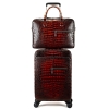 Traveler Alligator Leather 2pc Spinner Luggage Set-Burgundy