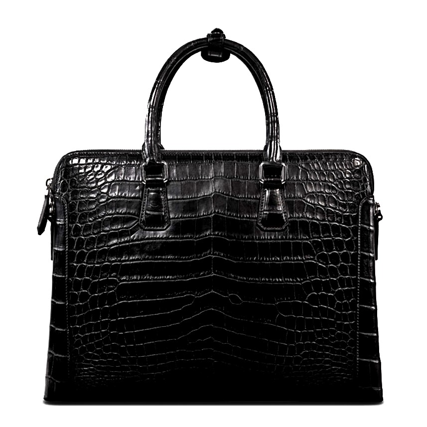 Alligator Leather Briefcase Laptop Attache Case for Men