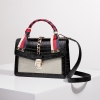 Fashion Small Alligator Skin Shoulder Handbags with a Bow Tie-Black