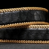 Python Skin Braided Belt-Black-1