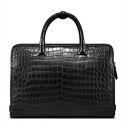 Alligator Leather Double Compartment Briefcase Laptop Bag for Men-Back