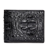 Crocodile Hornback Skin Bifold Wallet-Black