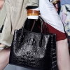 Crocodile Shoulder Tote Bag Crossbody Handbag-Black