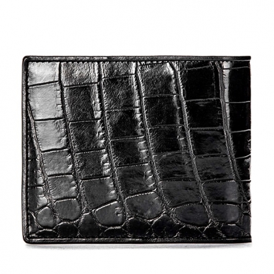 Premium Crocodile Bifold Wallet for Men-Black-Back