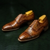 Alligator Cap-Toe Derby Business Dress Shoes-1