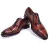 Alligator Leather Cap Toe Oxford Dress Shoes for Men-Brown