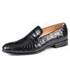 Alligator Leather Slip-On Loafer Casual Shoes-Black