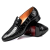 Alligator Leather Slip-On Loafer Casual Shoes for Men-Black