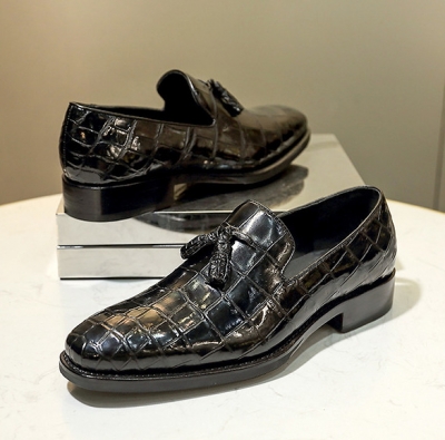 Handcrafted Genuine Alligator Leather Tassel Semi Formal Loafer