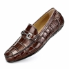 Alligator Penny Loafers Driving Style Moccasin Shoes-Brown