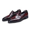 Alligator Penny Loafers Formal Slip-On Shoes-Burgundy-1