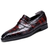 Alligator Penny Loafers Formal Slip-On Shoes-Burgundy