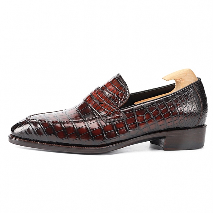 Genuine Alligator Skin Slip-On Dress Penny Loafers for Men