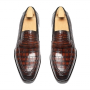 Genuine Alligator Skin Slip-On Dress Penny Loafers for Men