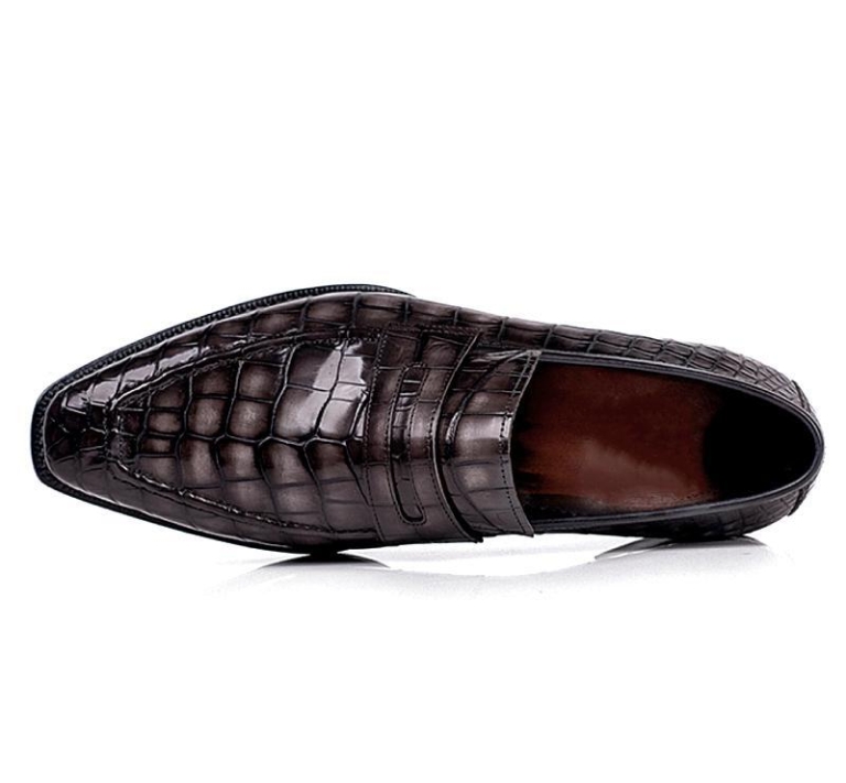 Genuine Alligator Skin Slip-On Dress Penny Loafers for Men