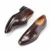 Alligator Wholecut Oxfords Leather Sole Goodyear Welted Dress Shoes-Brown