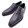 Alligator Wholecut Oxfords Leather Sole Goodyear Welted Dress Shoes-Gray-2