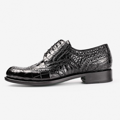 Classic Alligator Wingtip Oxford Business Dress Shoes for Men-Side