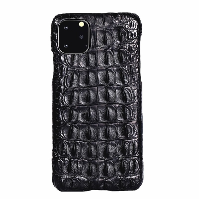 Crocodile & Alligator Leather Snap-on Case for iPhone 11 Pro, 11 Pro Max - Black - Backbone Skin