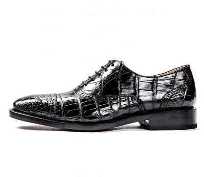 Formal Alligator Cap-Toe Lace-up Oxford Dress Shoes