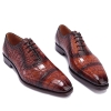 Formal Alligator Leather Cap Toe Oxford Dress Shoes-Brown-1