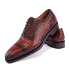 Formal Alligator Leather Cap Toe Oxford Dress Shoes-Brown