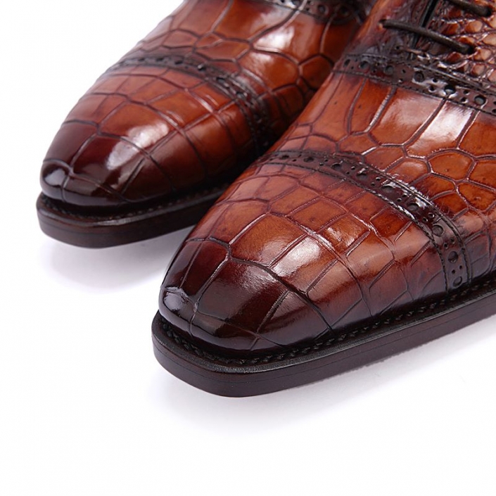 Formal Alligator Leather Cap Toe Oxford Dress Shoes