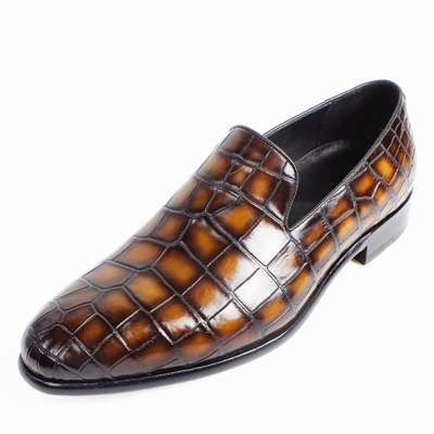 Handcrafted Alligator Leather Slip-On Loafer-Brown