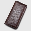 Mens Alligator Leather Long Wallet-Brown