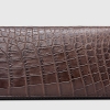 Mens Alligator Leather Long Wallet-Brown-Back