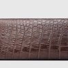 Mens Alligator Leather Long Wallet-Brown-Front