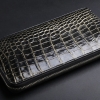 Men’s Alligator Leather Long Wallet Checkbook Holder with Zipper-Golden