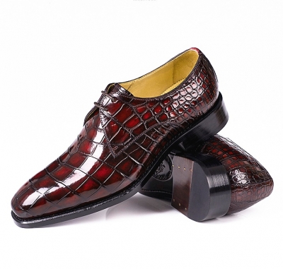 Men's Classic Modern Alligator Oxfords Lace Up Leather Lined Dress Shoes