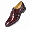 Alligator Oxfords Lace Up Leather Lined Dress Shoes for Men-Burgundy