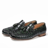 Alligator Slip-on Moccasin Tie-Bow Loafer Driving Shoes-Green