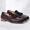 Alligator Slip-on Moccasin Tie-Bow Loafer Driving Shoes-Burgundy-1