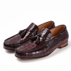 Alligator Slip-on Moccasin Tie-Bow Loafer Driving Shoes-Burgundy