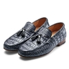 Alligator Slip-on Moccasin Tie-Bow Loafer Driving Shoes-Gray